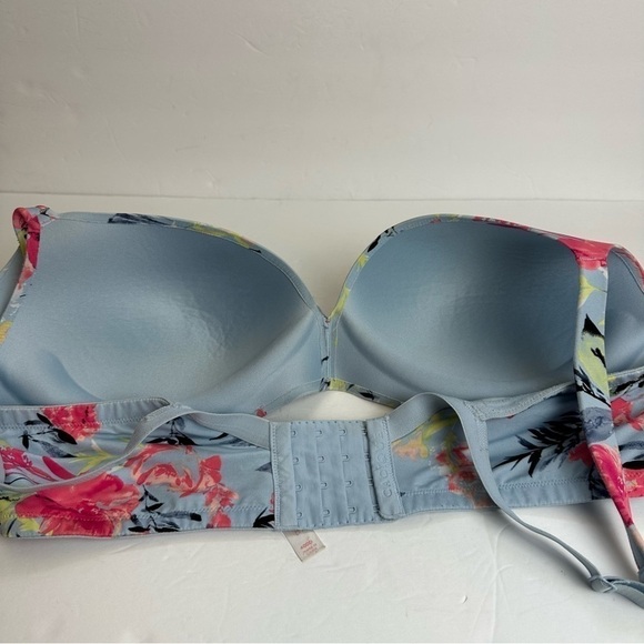 Lane Bryant Cacique Bra 40DD Wireless Plunge 118614 Floral Blue Flowers Curvy - Picture 3 of 6